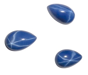 Zafiro Azul Estrella Pera 9x14 mm 5 Quilates Creado en Laboratorio Cabujón Pulido Efecto Estrella de 6 Rayos 3.5 mm de Altura para Fabricación de Joyas - Product Image 2