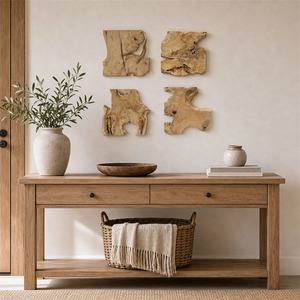 Juego de 4 Paneles Decorativos de Madera Natural Rústica, Paneles Decorativos de Madera Flotada Irregular Hechos a Mano - Product Image 5