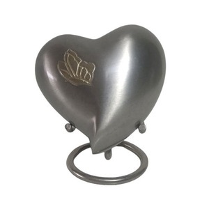 <b>Top</b> Best Selling Keepsake Heart Enamel Urn with <b>Butterfly</b> Design Black Base Decorative Stand Included Keepsake Heart Urn - Product Image 6