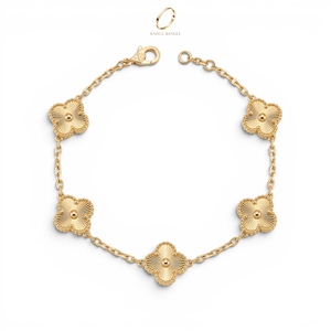 New Fashion Premium Gold Plated Leaf Clover Charm <b>Bracelet</b> for Women Fashion Jewelry at Wholesale Price - Product Image 3