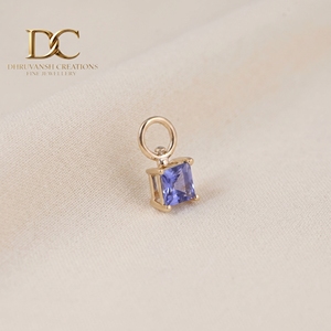 Pendentif minimaliste en or massif 10 carats certifié IGI avec pierre précieuse Tanzanite sertie en clos, bijoux pour femmes, collier, bracelet - Product Image 2