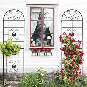 Set di 2 tralicci da giardino in metallo nero da 220 cm x 50 cm, antiruggine, per piante rampicanti, recinzioni e cancelli - Product Image 3