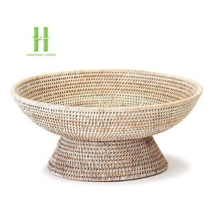 Best Selling Customizable Eco-Friendly Boho Rattan <b>Tray</b> <b>Basket</b> Bowl Storage Serving Food Container Made in Vietnam HNH - Product Image 1