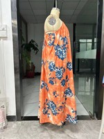 Robe longue décontractée d'été pour femme grande taille à imprimé floral, bretelles spaghetti, coupe ample et respirante, 100 % polyester