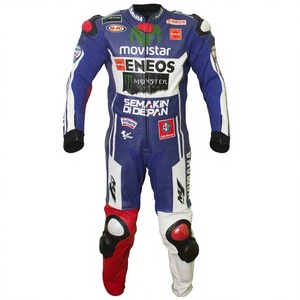 Combinaison de course MotoCP Jorge Lorenzo Ramaha 1 pièce en cuir de vachette/canguro pour moto, combinaison de piste/conduite MotoCp pour motards de niveau - Product Image 1