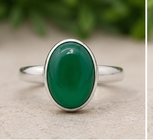 Ha Gems <b>Silver</b> Green Onex Oval Engagement Wedding <b>Rings</b> for Women <b>Men</b> Unisex Bulk Wholesale - Product Image 2