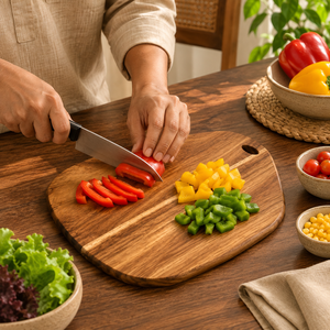 Planche à découper en bois d'acacia 30x22cm |   Planche à découper en bois pour légumes |   Planche de préparation et de service naturelle pour la cuisine - Product Image 3