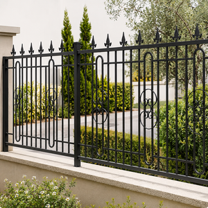 Panneau de clôture en métal noir pour jardin, avec pointe de lance, design circulaire ornemental, pour extérieur, sécurité de villa - Product Image 3