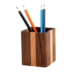 Organisateur de bureau en bois Crescent Crafts, support à stylos moderne à un seul niveau, produit artisanal multifonctionnel - Product Image 1