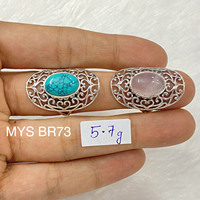 Bague en argent sterling 925 de qualité supérieure avec quartz rose naturel et pierre précieuse turquoise, bijoux fins, design rétro, large bande, style victorien