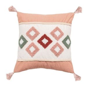Best Price Bohemian Embroidered <b>Throw</b> Pillow Square Geometric Pattern Pink Green <b>Red</b> Tassels Decorative Cushion Cover - Product Image 1