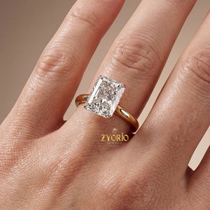 Anillo de Compromiso con Diamante Cultivado en Laboratorio, Corte Radiante, Claridad VVS, Plata de Ley, Acabado Mate, Banda Solitaria Abombada para Boda y Fiesta - Product Image 5