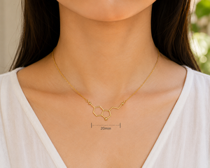 Collar con Colgante de Molécula de Serotonina Dorada, Plata de Ley 925, Joyería Inspirada en la Química para Mujer, Regalo para Fiesta - Product Image 4