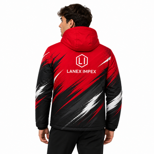 Custom Men's Hooded <b>Winter</b> Puffer <b>Jacket</b> Sublimation Print <b>Waterproof</b> Windproof Warm Outdoor Casual Full Zip Padded Coat OEM ODM - Product Image 4