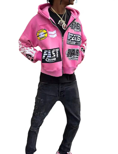 Men Custom Acid Wash Hoodie 100% Cotton Heavyweight Oversized Vintage <b>Zip</b>-<b>Up</b> Embroidered Digital Eco-Friendly Winter Wholesale - Product Image 4