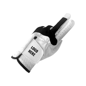 Manufacturer Branded Logo Two Tone Golf <b>Gloves</b> White <b>Black</b> Flexible Synthetic <b>Leather</b> Breathable Perforated Fingers Custom <b>Glove</b> - Product Image 3