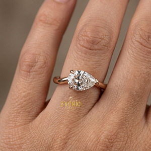 Anello di Fidanzamento Solitario con Diamante a Goccia in Oro 10K, Anello Classico da Matrimonio per Donne - Product Image 5