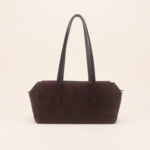 Sac à bandoulière en daim pour femme, style minimaliste, deux poignées, fermeture ouverte, couleur beige, utilisation toutes saisons - Product Image 5