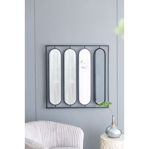 Grande Specchio da Parete Ovale 90x90 cm con Cornice Nera Quadrata, Decorazione per Soggiorno, Camera da Letto, Ingresso, Ufficio - Product Image 5