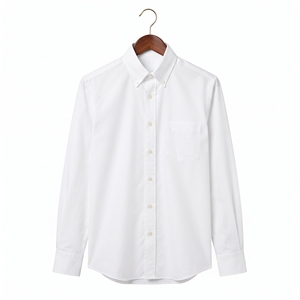 Camisa de Vestir Formal de Manga Larga para Hombre, Blanca, 100% Algodón, Transpirable, Teñida con Hilo, con Botones y Bolsillo en el Pecho, ODM, Ropa de Oficina - Product Image 1