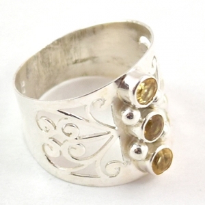 Superbe Bague Longue en Citrine pour Femme, en Argent Sterling 925, Sertie de Cristal de Citrine Doré, Style Bohème Gypsy, Pierre Précieuse Naturelle - Product Image 3