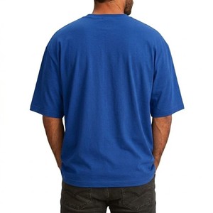 Camiseta de Diseño Moderno para Hombre, Talla Grande, Azul, 100% Algodón, Corte Holgado, Hombros Caídos, Estilo Urbano, Personalizable, Lisa, Informal, para Verano - Product Image 2