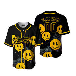Nouveautés Été Maillot de Baseball Personnalisé Noir Motif Noir-Jaune Tenues de Sport Uniformes - Product Image 1