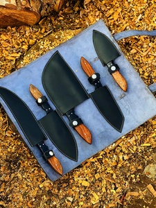 Custom Forged Damascus Steel Chef <b>Knife</b> <b>Set</b> Butcher Cleaver Ambidextrous Handle Leather Sheath-Pasha Enterprises Kitchen <b>Knives</b> - Product Image 3