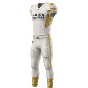 Ensemble de maillot et pantalon de football américain Elite blanc et or, respirant, équipement professionnel MALUZA INDUSTRIES Pro - Product Image 5