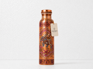 Botella de Agua de Cobre Premium, Diseño de Cobre Martillado Hecho a Mano con Acabado Pulido, Tapa de Rosca con Anillo de Transporte - Product Image 6