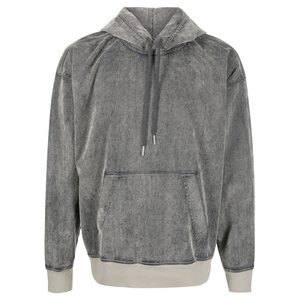 Sweat-shirt à capuche oversize pour homme, gris uni, en molleton de coton délavé, décontracté, avec poches, coupe classique, léger, streetwear, hiver - Product Image 4
