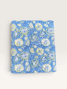 Tela Floral Estampada a Mano 100% Algodón Ecológico Ligero con Estampado Sanganeri Azul Indio para Confección, Costura y Manualidades - Product Image 6