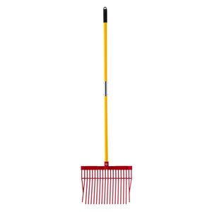 Fourche à fumier robuste à 18 dents coudées, manche long en fibre de verre de 61 pouces, outil de ramassage de fumier en plastique pour chevaux - Product Image 1