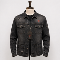 Veste en jean bleue pour homme, tissu en denim de coton de qualité supérieure, manches longues, fermeture à boutons, coupe confortable, vêtements décontractés pour l'extérieur, OEM