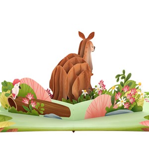 Carte de vœux 3D pop-up sur le thème des animaux, collection spéciale kangourou, carte pop-up faite à la main, carte de vœux origami 3D 2026 - Product Image 3