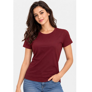 Camiseta Casual de Algodón para Mujer, Cuello Redondo, Tela Jersey Suave, Corte Regular, Manga Corta, Proveedor de Ropa OEM y Marca Personalizada - Product Image 2