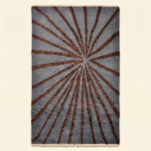 Copper Starburst Grey <b>Brown</b> Hand Tufted Non-Slip Eco-Friendly Thick Pile Rug Modern Radiating Line Area Carpet for Living Room - Product Image 1