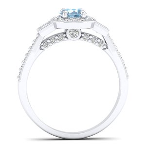 Bague en or blanc 14 carats avec moissanite certifiée GRA, taille ronde 0,5 carat, pierre précieuse aigue-marine, bijoux fins, prix de gros usine REYES - Product Image 4