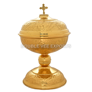 Cuenco de latón para pan sagrado con tapa e inserto de acero inoxidable |   Recipiente para Altar de Iglesia – DOUBLE VEE EXPORTS - Product Image 2