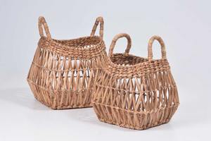 Juego de 2 cestas de jacinto de agua con asas de tejido suelto, cestas de almacenamiento hechas a mano, venta al por mayor, ecológicas, hechas en Vietnam - Product Image 2