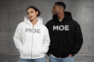 Sudadera con Capucha Unisex de Moda con Pedrería en Toda la Superficie, Sudadera Brillante con Cristales, Sudadera Urbana Oversize, Logotipo Personalizado, Proveedor OEM, EE. UU. - Product Image 3