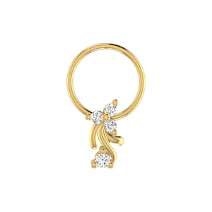 AJRETAIL Bijou de piercing en or 14 carats, design en cascade de fleurs avec diamant naturel de 0,06 ct, pince-nez - Product Image 1