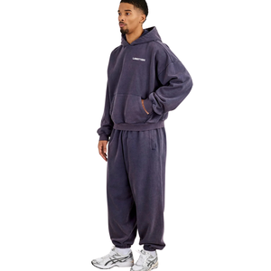 Mens Loose Pullover Hoodie with Kangaroo Pocket and Elastic Cuff Jogger Trousers <b>Two</b> <b>Piece</b> Tracksuit Drawstring Waist <b>Lounge</b> <b>Set</b> - Product Image 6