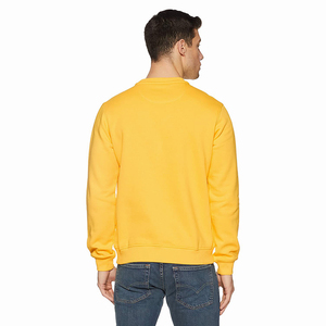 Suéter de Cuello Redondo Amarillo para Hombre, Corte Regular, Color Sólido, Tejido de Punto, Ecológico, Transpirable, Ropa Casual de Invierno - Product Image 3