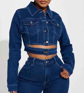 Hot Sale Blue Denim Jacket Women Short Jean Jacket Denim Button up <b>Coat</b> Oversize Denim Jacket for <b>Ladies</b> OEM Serviced - Product Image 6
