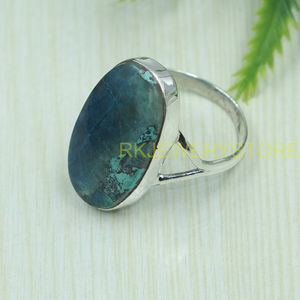 Natural Blue Apatite Gemstone <b>Ring</b> 925 Sterling Silver Handmade Oval Cabochon <b>Statement</b> <b>Ring</b> Boho Vintage Jewelry Gift for women - Product Image 4
