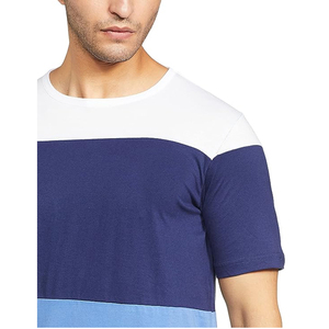Camiseta de Cuello Redondo para Hombre AL NOLAN ENTERPRISES, Color Blanco y Azul Marino, Informal, para Verano, Tejida, Lisa, de Poliéster/Algodón - Product Image 3