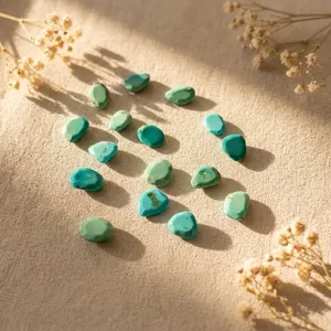 GNSJ Pierre Turquoise Naturelle Taille Rose Non Façonnée Pierre Précieuse Facettée Bleue pour Fabrication de Bijoux 8-9 mm 16 Pièces Non Chauffée Certifiée par un tiers - Product Image 1