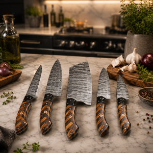 Custom Handmade Damascus Steel Kitchen <b>Knife</b> <b>Set</b> Professional Cooking <b>Knives</b> with Wooden Handles OEM ODM Factory - Product Image 4