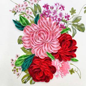 Tarjeta de quilling con ramo de flores coloridas, tarjeta de felicitación hecha a mano con sobre, tarjeta floral de quilling especial para todas las ocasiones - Product Image 1